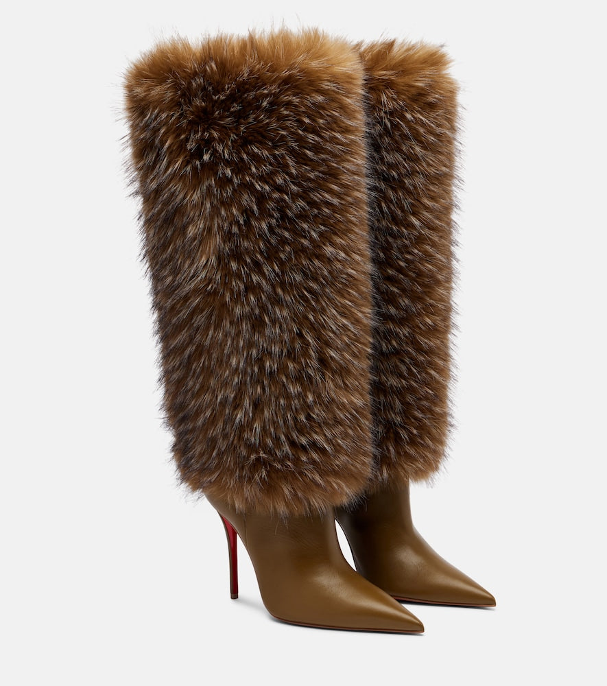 Metallic Christian Louboutin Yangzee 100 leather knee-high boots - Knee-high Boots
