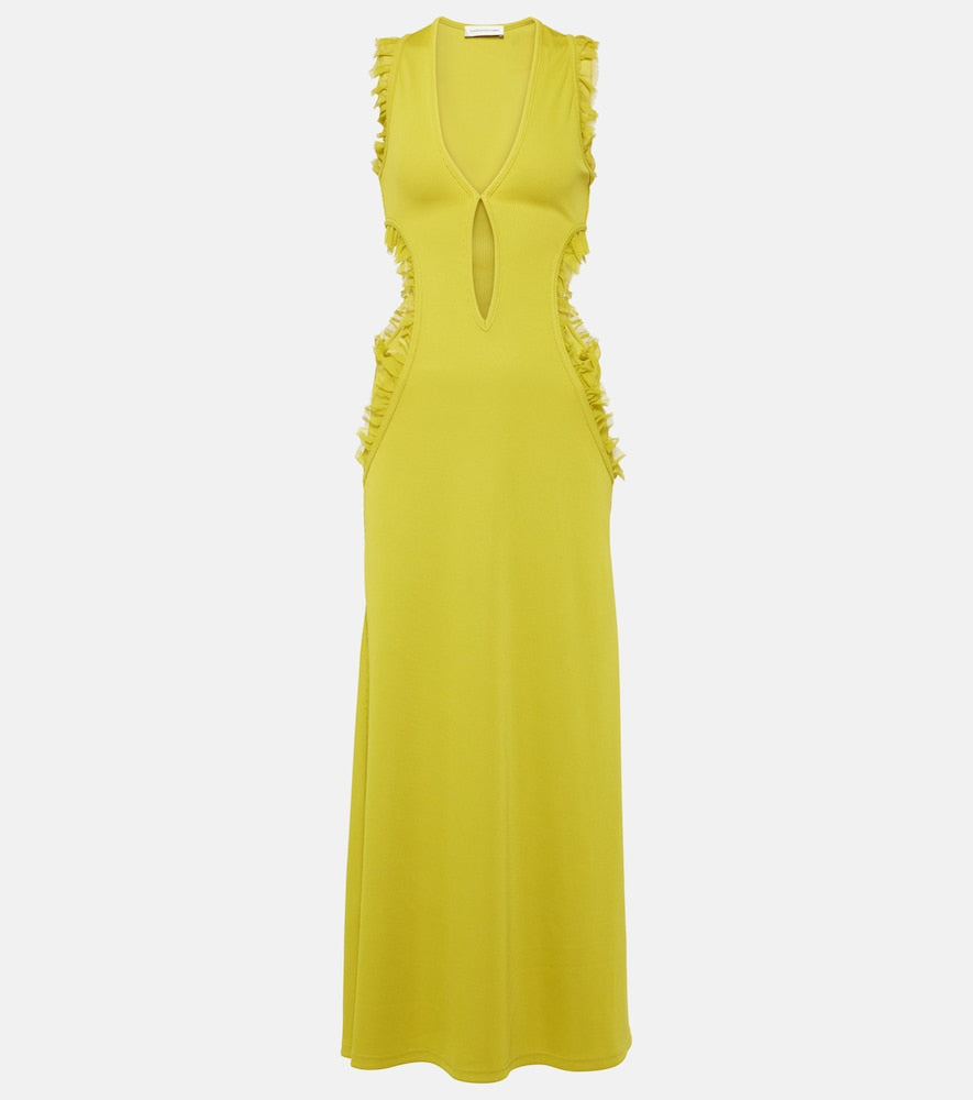 Christopher Esber Carina ruffled cutout midi dress. Christopher Esber Carina 荷叶边镂空中长连衣裙