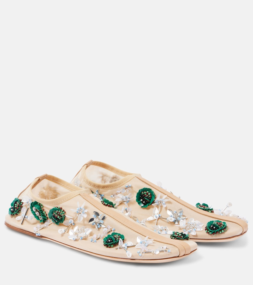 Christopher Esber Embla embellished mesh ballet flats