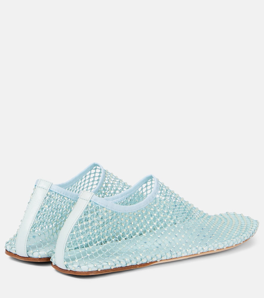 Christopher Esber Minette crystal-embellished fishnet ballet flats