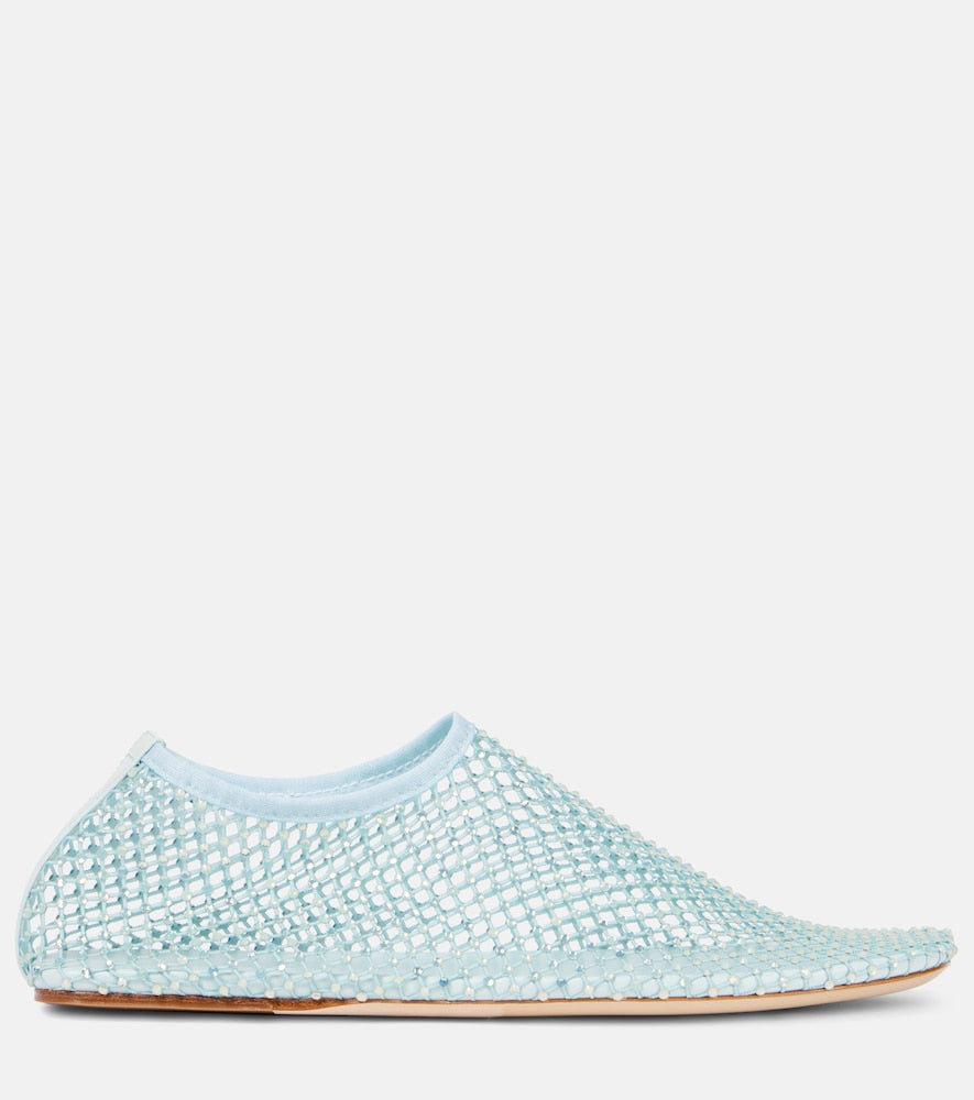 Christopher Esber Minette crystal-embellished fishnet ballet flats