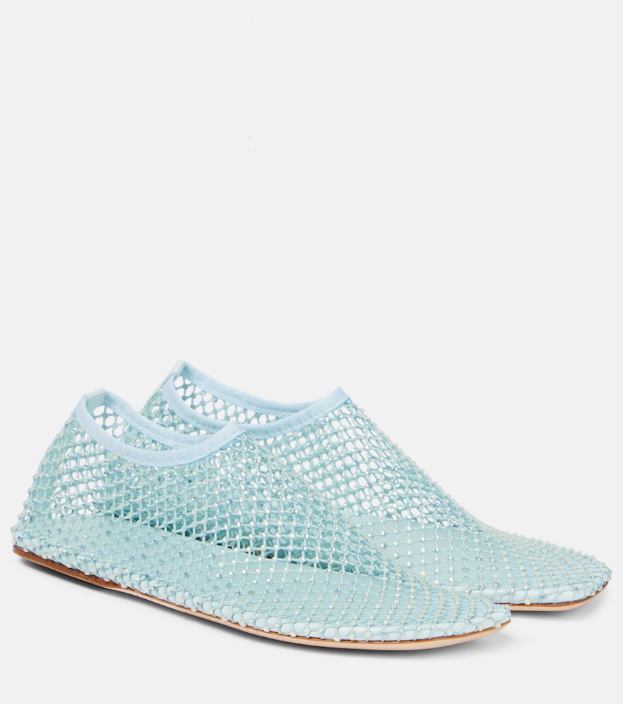 Christopher Esber Minette crystal-embellished fishnet ballet flats
