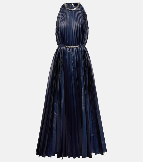 Christopher Kane Embellished halterneck Lamé midi dress