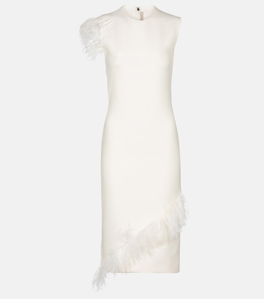 Christopher Kane Feather-trimmed wool-blend dress. Christopher Kane 羽毛饰边羊毛混纺连衣裙
