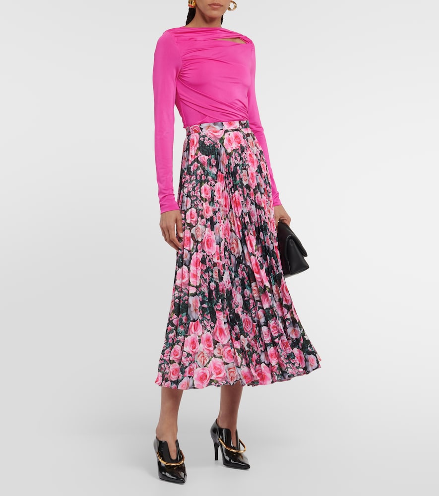 Christopher Kane Floral high-rise pleated midi skirt