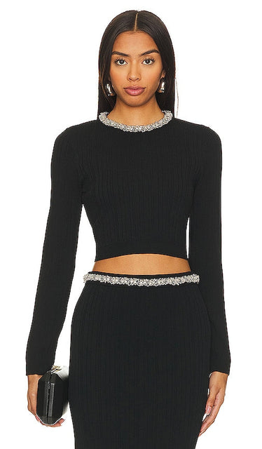 Cinq a Sept Chunky Bead Faith Knit Top in Black - Cinq à Sept Chunky Bead Faith - Haut en tricot noir - Cinq a Sept 黑色粗珠 Faith 针织上衣 - Cinq a Sept Chunky Bead Faith Strickoberteil in Schwarz - Cinq a Sept 청키 비즈 Faith 니트 탑 - Top in maglia Cinq a Sept Chunky Bead Faith in nero