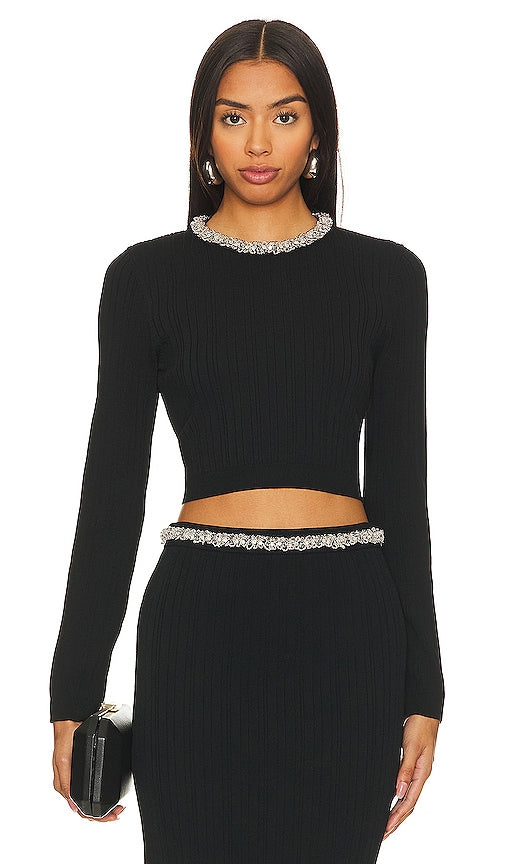 Cinq a Sept Chunky Bead Faith Knit Top in Black - Cinq à Sept Chunky Bead Faith - Haut en tricot noir - Cinq a Sept 黑色粗珠 Faith 针织上衣 - Cinq a Sept Chunky Bead Faith Strickoberteil in Schwarz - Cinq a Sept 청키 비즈 Faith 니트 탑 - Top in maglia Cinq a Sept Chunky Bead Faith in nero