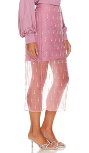 Cinq a Sept Crystal Teardrop Marta Skirt in Mauve