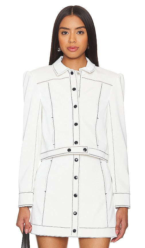Cinq a Sept Faux Leather Ciara Jacket in White