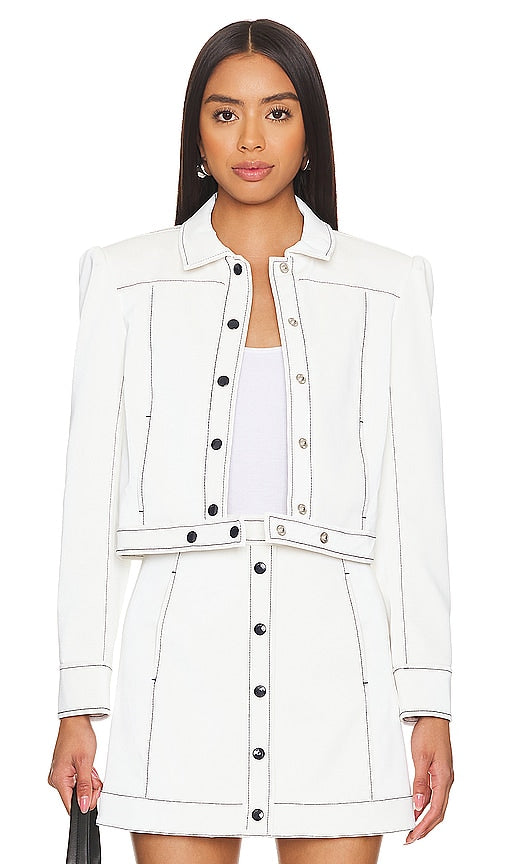 Cinq a Sept Faux Leather Ciara Jacket in White