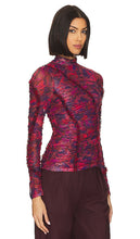 Cinq a Sept Marbled Peonies Ellianna Top in Burgundy