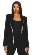 Cinq a Sept Rhinestone Fringe Embellished Cheyenne Blazer in Black
