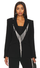Cinq a Sept Rhinestone Fringe Embellished Cheyenne Blazer in Black - Cinq à Sept - Blazer Cheyenne orné de franges en strass - Noir - Cinq a Sept 水钻流苏装饰黑色夏安西装外套 - Cinq a Sept Cheyenne-Blazer mit Strassfransenverzierung in Schwarz - Cinq a Sept 라인스톤 프린지 장식 샤이엔 블레이저 블랙 색상 - Blazer Cheyenne decorato con frange di strass Cinq a Sept in nero