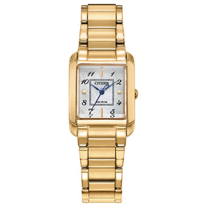 Citizen Bianca White Dial Gold-Tone Stainless Steel Bracelet Watch 22mm - EW5602-57D