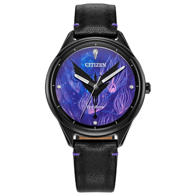 Citizen Eco-Drive Avatar Tree of Souls Crystal Accent Black Leather Strap Watch | 36.6mm | FE7105-09W