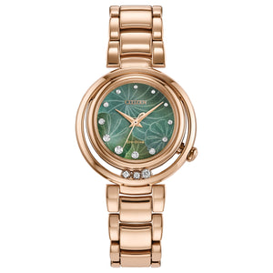 Citizen Eco-Drive L Arcly Diamond Accent and Rose Gold-Tone Bracelet Watch - 29.8mm - EM1113-58Y
