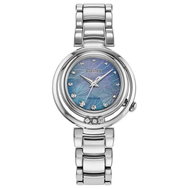 Citizen L Arcly Diamond Accent and Stainless Steel Bracelet Watch 29.8mm - EM1110-56N