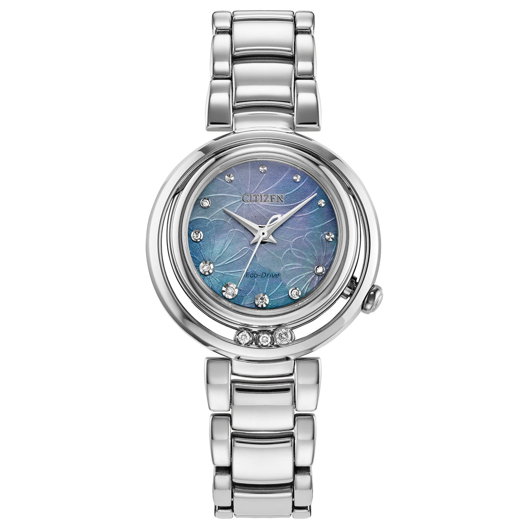 Citizen L Arcly Diamond Accent and Stainless Steel Bracelet Watch 29.8mm - EM1110-56N