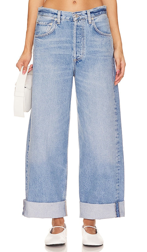 Citizens of Humanity Ayla Baggy Cuffed Crop in Blue - Citizens of Humanity - Ayla - Crop top ample à revers - Bleu - Citizens of Humanity Ayla 蓝色宽松袖口短款 - Citizens of Humanity Ayla Baggy Cuffed Crop in Blau - Citizens of Humanity Ayla Baggy 커프 크롭 블루 색상 - Citizens of Humanity Ayla Baggy Cuffed Crop in blu
