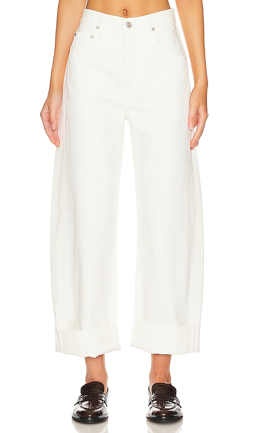 Citizens of Humanity Ayla Baggy Cuffed Crop in White - Citizens of Humanity - Ayla Baggy - Crop top à revers - Blanc - Citizens of Humanity Ayla 白色宽松袖口短款 - Citizens of Humanity Ayla Baggy Cuffed Crop in Weiß - Citizens of Humanity Ayla 배기 커프 크롭 화이트 색상 - Citizens of Humanity Ayla Baggy Cuffed Crop in bianco