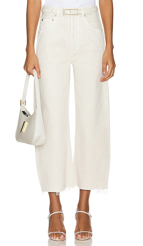 Citizens of Humanity Ayla Undone Hem Crop in Ivory - Citizens of Humanity Ayla - Récolte à ourlet défait - Ivoire - 人类公民艾拉解开象牙色下摆作物 - Citizens of Humanity Ayla Undone Hem Crop in Elfenbein - Citizens of Humanity Ayla Undone 헴 크롭 아이보리 색상 - Cittadini dell'umanità Ayla Undone Hem Crop in avorio