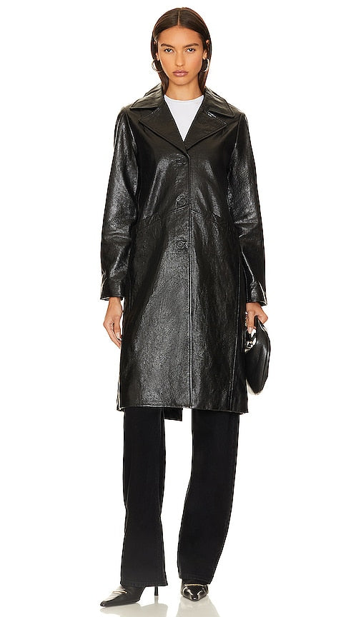 Citizens of Humanity Bay Leather Coat in Black