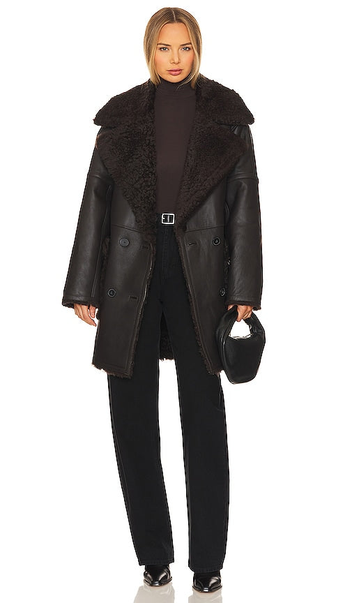 Citizens of Humanity Elodie Shearling Coat in Brown - Manteau en peau de mouton Elodie de Citizens of Humanity en marron - Citizens of Humanity Elodie 棕色剪羊毛大衣 - Citizens of Humanity Elodie Lammfellmantel in Braun - Citizens of Humanity Elodie 시어링 코트브라운 색상 - Cappotto in shearling Elodie di Citizens of Humanity in marrone