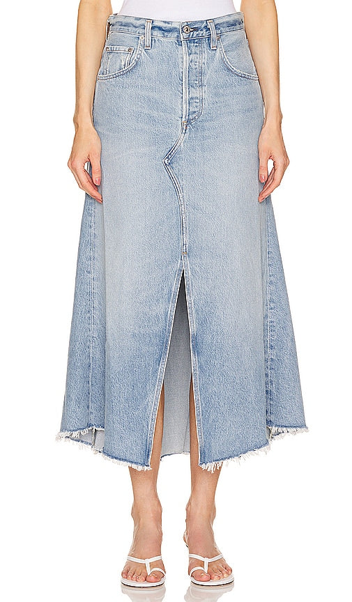 Citizens of Humanity Mina Reworked Skirt in Blue - Jupe retravaillée Mina de Citizens of Humanity en bleu - 人类公民米娜重新设计的蓝色裙子 - Citizens of Humanity Mina überarbeiteter Rock in Blau - Citizens of Humanity Mina 리워크 스커트 블루 색상 - Gonna rielaborata Mina di Citizens of Humanity in blu