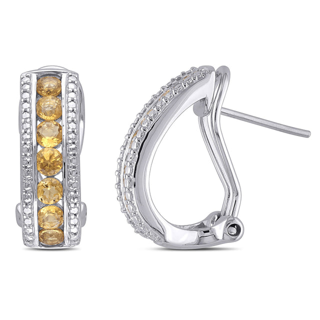 Citrine Sterling Silver Huggie Hoop Earrings