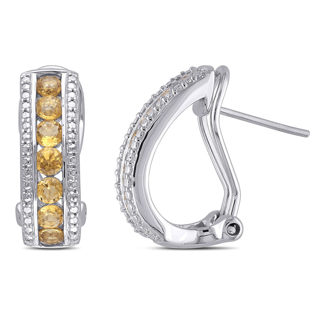 Citrine Sterling Silver Huggie Hoop Earrings
