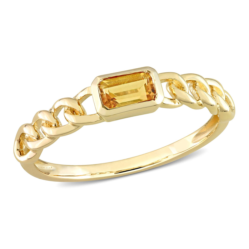 Citrine Yellow Gold Chain Link Stackable Ring | Size 5