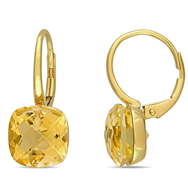 Citrine Yellow Gold Leverback Earrings
