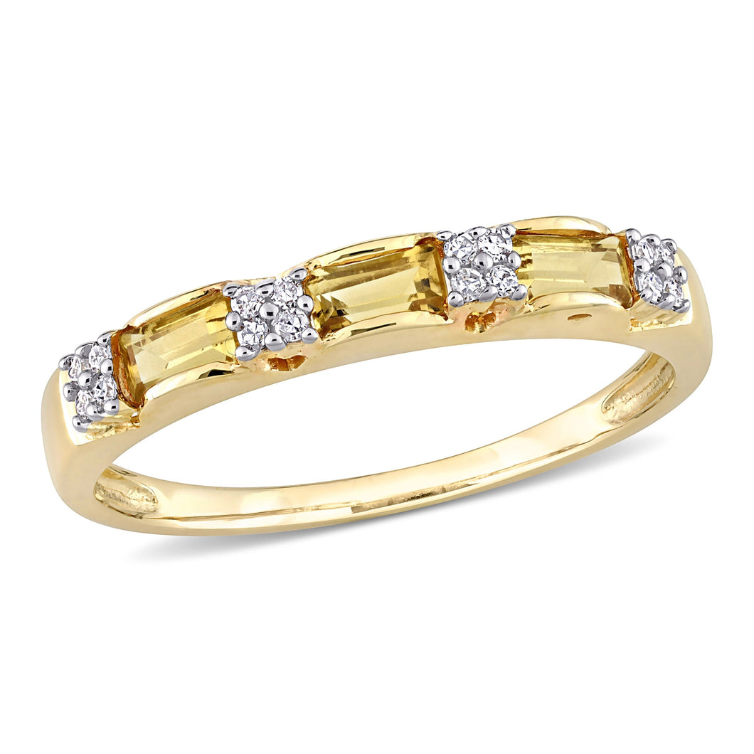 Citrine and 1/15ctw Diamond Yellow Gold Stackable Ring | Size 4.5