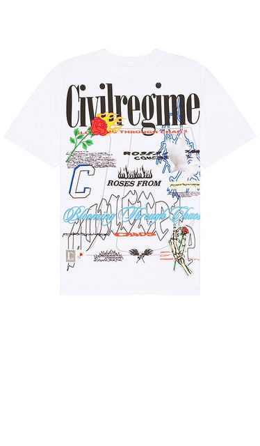 Civil Regime Core American Classic Oversized Tee in White - T-shirt surdimensionné classique américain du régime civil en blanc - Civil Regime Core 美国经典白色超大 T 恤 - Civil Regime Core American Classic Übergroßes T-Shirt in Weiß - Civil Regime Core American 클래식 오버사이즈 티셔츠 화이트 색상 - T-shirt oversize classica americana Civil Regime Core in bianco