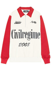 Civil Regime Live Fast Collared Quarter Zip in Cream - Civil Regime Live Fast Collar Quarter Zip - Crème - Civil Regime Live 奶油色快领四分之一拉链 - Civil Regime Live Fast Collared Quarter Zip in Creme - Civil Regime Live 패스트 칼라 쿼터 지퍼 인 크림 - Zip a un quarto con colletto veloce del regime civile in crema