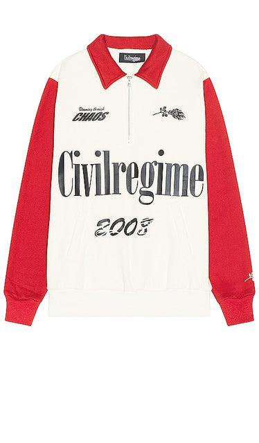 Civil Regime Live Fast Collared Quarter Zip in Cream - Civil Regime Live Fast Collar Quarter Zip - Crème - Civil Regime Live 奶油色快领四分之一拉链 - Civil Regime Live Fast Collared Quarter Zip in Creme - Civil Regime Live 패스트 칼라 쿼터 지퍼 인 크림 - Zip a un quarto con colletto veloce del regime civile in crema