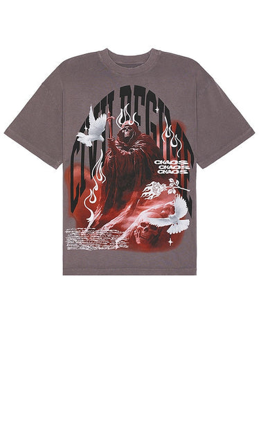 Civil Regime Mount Chaos American Classic Oversized Tee in Lavender - T-shirt surdimensionné classique américain Mount Chaos du régime civil en lavande - Civil Regime Mount Chaos 美国经典薰衣草色超大 T 恤 - Civil Regime Mount Chaos American Classic Übergroßes T-Shirt in Lavendel - Civil Regime Mount Chaos 아메리칸 클래식 오버사이즈 티셔츠 - T-shirt oversize classica americana del regime civile Mount Chaos in lavanda