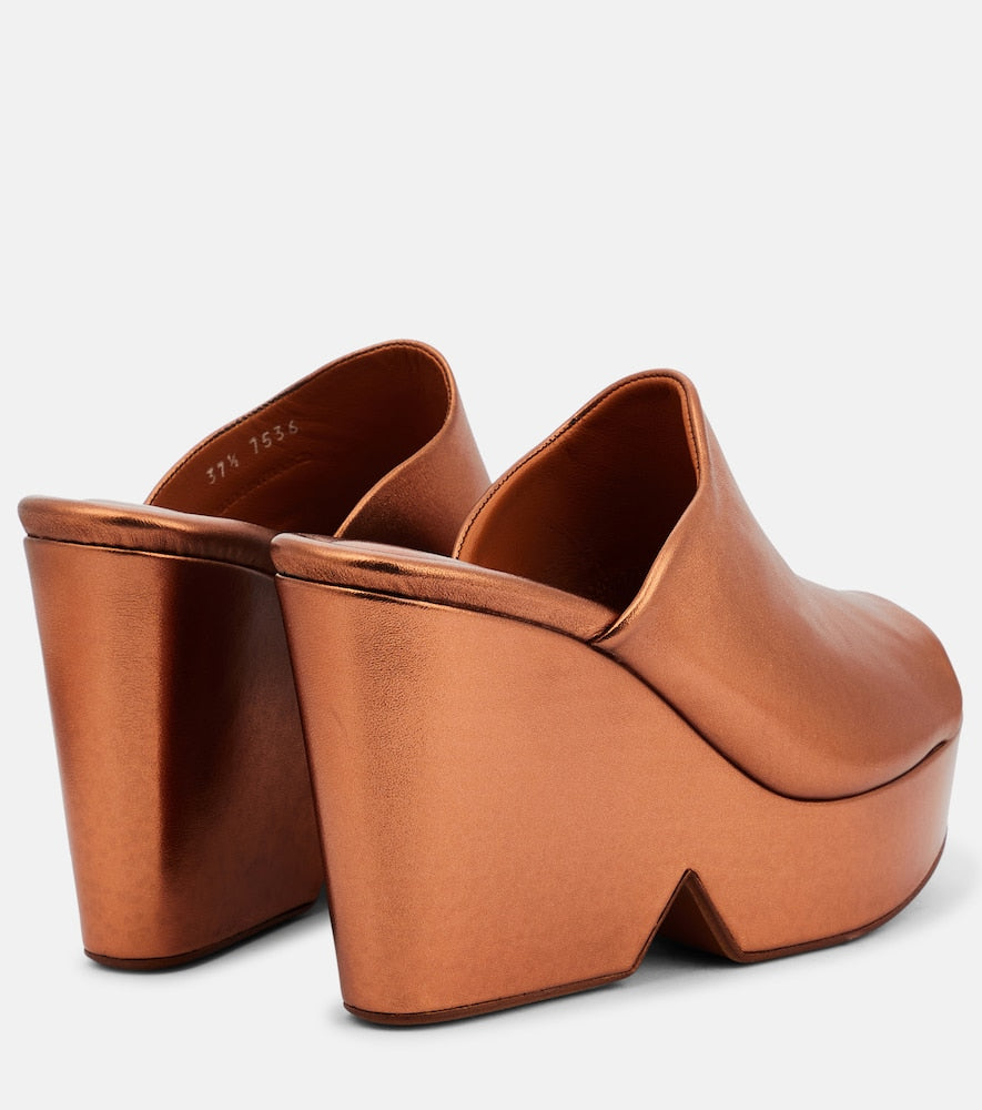 Clergerie Dolcy metallic leather platform mules