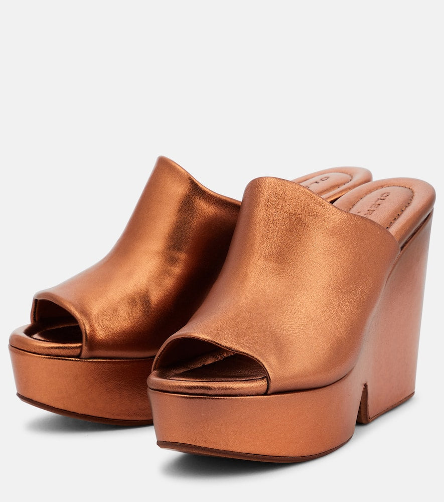 Clergerie Dolcy metallic leather platform mules