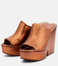 Clergerie Dolcy metallic leather platform mules