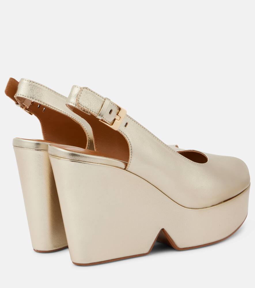 Clergerie Dylan metallic leather wedge sandals