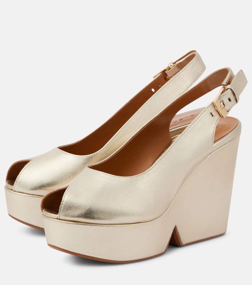 Clergerie Dylan metallic leather wedge sandals