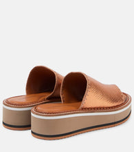 Clergerie Fast snake-effect metallic leather platform slides