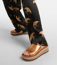 Clergerie Fast snake-effect metallic leather platform slides