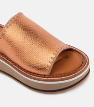 Clergerie Fast snake-effect metallic leather platform slides