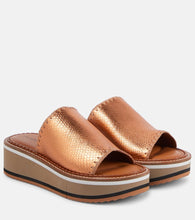 Clergerie Fast snake-effect metallic leather platform slides