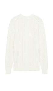 Club Monaco Large Cable Crew Sweater in Grey