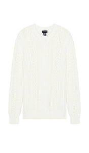 Club Monaco Large Cable Crew Sweater in Grey - Club Monaco - Pull ras du cou à grandes torsades - Gris - Club Monaco 灰色大号绞花圆领毛衣 - Club Monaco Großer Zopfpullover mit Rundhalsausschnitt in Grau - Club Monaco 라지 케이블 크루 스웨터그레이 색상 - Maglione girocollo a trecce grandi Club Monaco in grigio