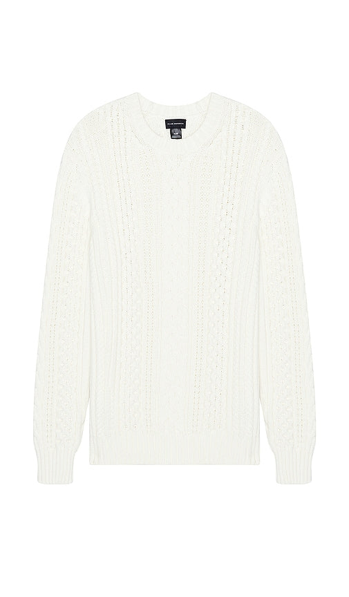 Club Monaco Large Cable Crew Sweater in Grey - Club Monaco - Pull ras du cou à grandes torsades - Gris - Club Monaco 灰色大号绞花圆领毛衣 - Club Monaco Großer Zopfpullover mit Rundhalsausschnitt in Grau - Club Monaco 라지 케이블 크루 스웨터그레이 색상 - Maglione girocollo a trecce grandi Club Monaco in grigio