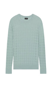 Club Monaco Merino Stretch Houndstooth Crew Sweater in Slate - Club Monaco - Pull ras du cou en laine mérinos extensible à motif pied-de-poule - Ardoise - Club Monaco 美利奴羊毛弹力千鸟格圆领毛衣 - Club Monaco Merino Stretch Hahnentritt-Rundpullover in Schiefer - Club Monaco 메리노 스트레치 하운드투스 크루 스웨터 - Maglione girocollo Club Monaco Merino stretch pied de poule in ardesia